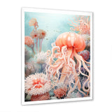 Pink Jellyfish Undersea Wonders - Jellyfish Framed Canvas Art