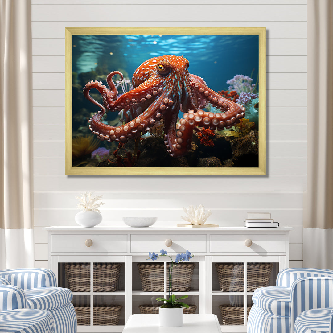 The Graceful Octopus - Octopus Large Canvas Wall Art