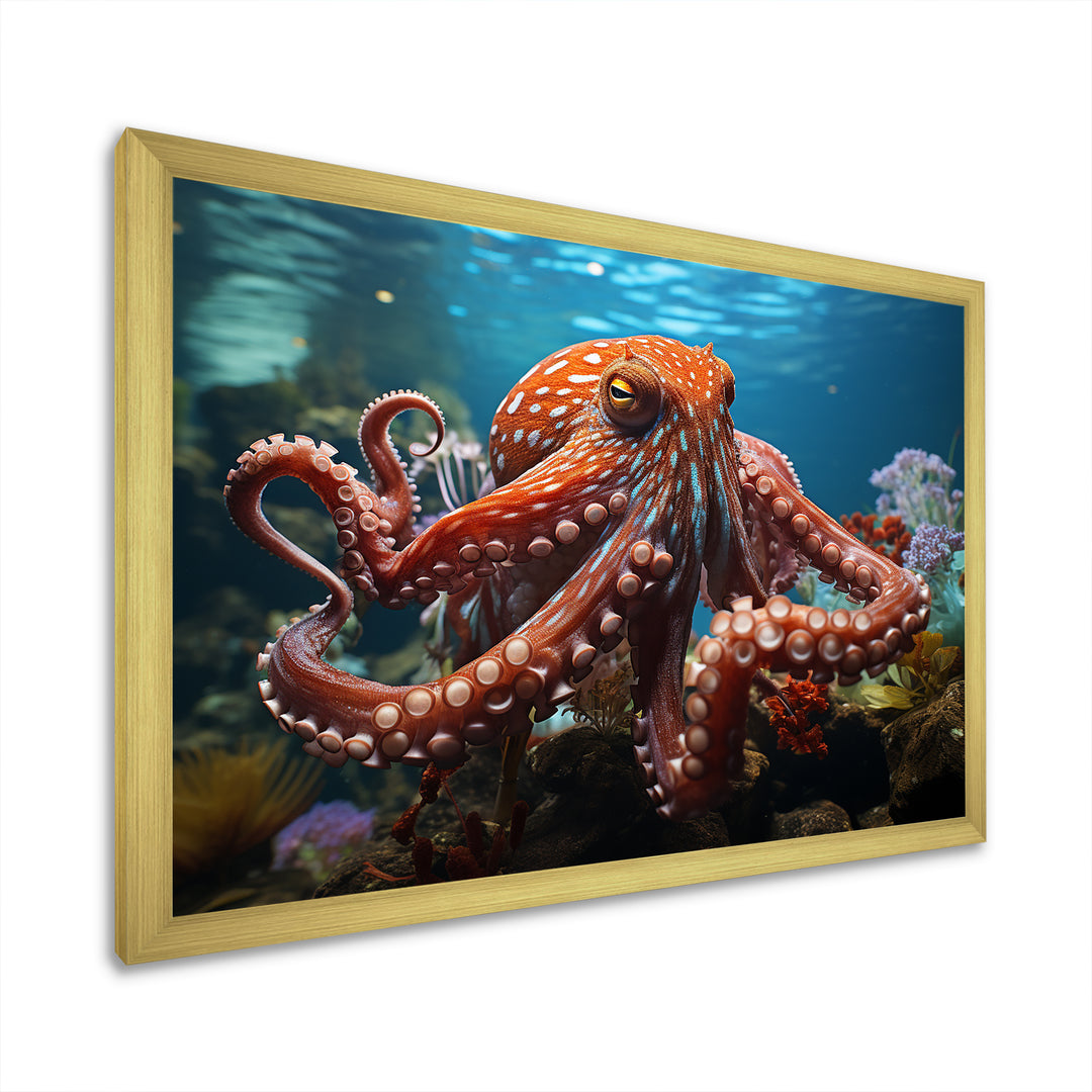 The Graceful Octopus - Octopus Large Canvas Wall Art