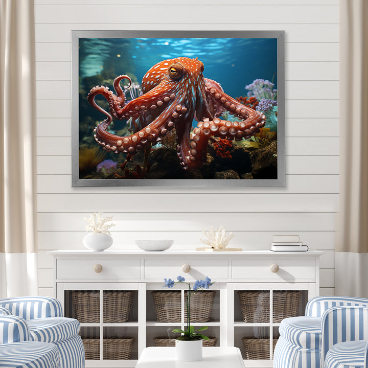 The Graceful Octopus - Octopus Large Canvas Wall Art