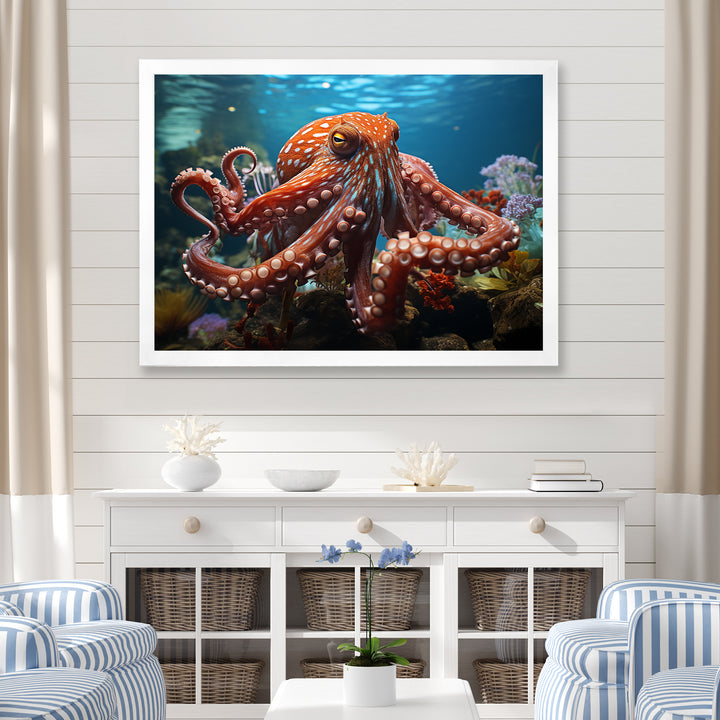 The Graceful Octopus - Octopus Large Canvas Wall Art