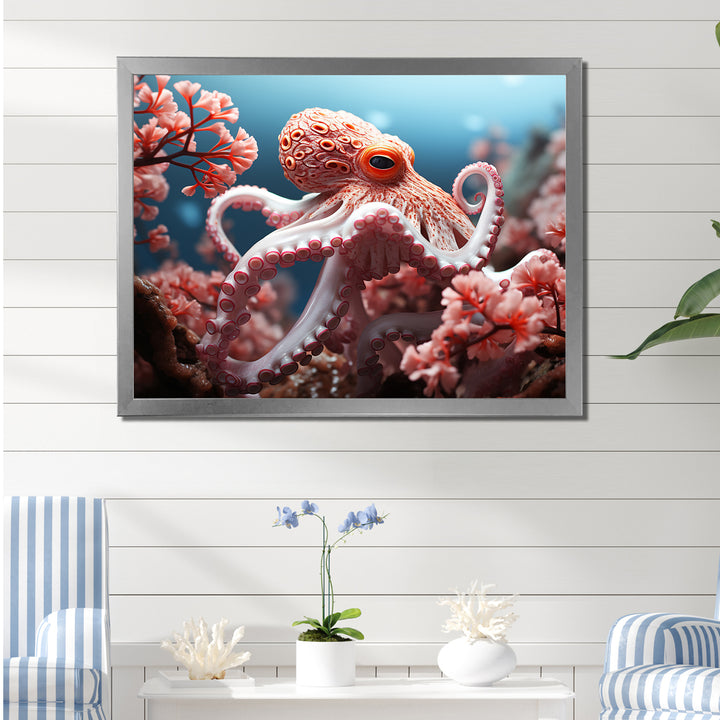 Pink Octopus Garden Of Tranquility - Octopus Home Decor Art