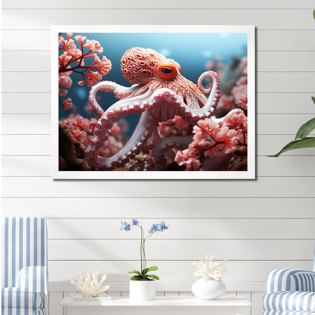 Pink Octopus Garden Of Tranquility - Octopus Home Decor Art