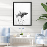 Monochrome Grey Shark Dance - Shark Wall Art Prints