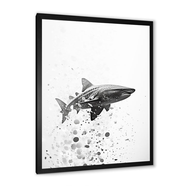 Monochrome Grey Shark Dance - Shark Wall Art Prints