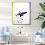 Monochrome Grey Shark Dance - Shark Wall Art Prints