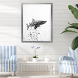 Monochrome Grey Shark Dance - Shark Wall Art Prints