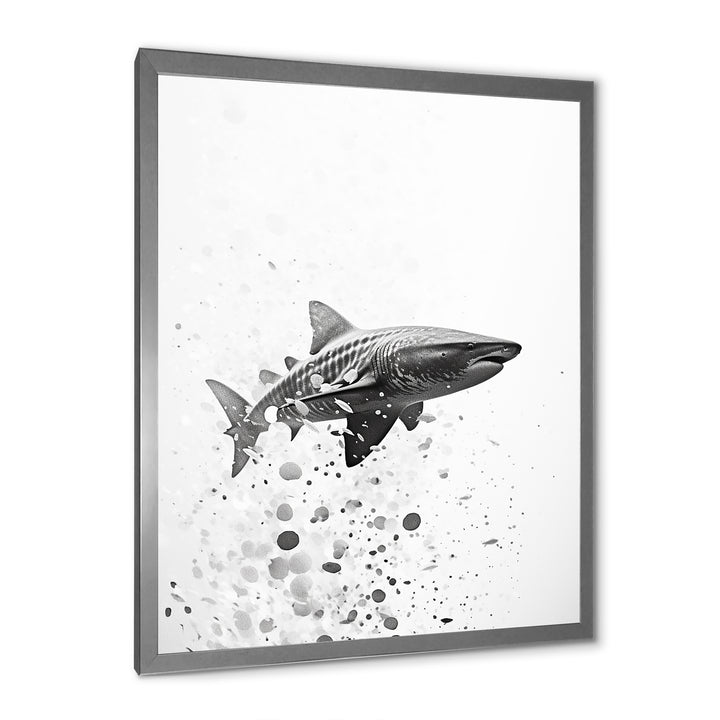 Monochrome Grey Shark Dance - Shark Wall Art Prints
