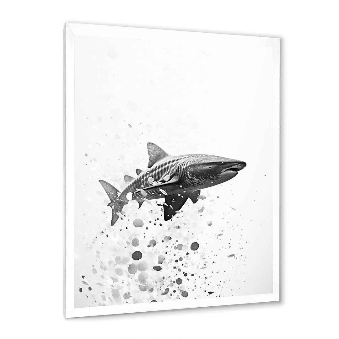 Monochrome Grey Shark Dance - Shark Wall Art Prints