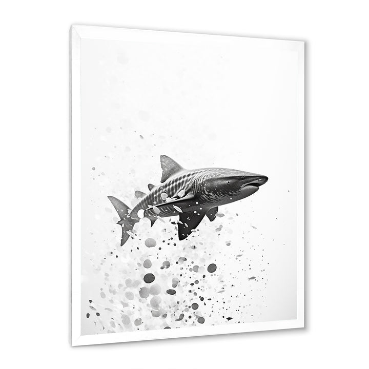 Monochrome Grey Shark Dance - Shark Wall Art Prints