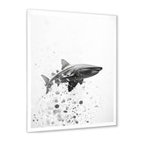 Monochrome Grey Shark Dance - Shark Wall Art Prints