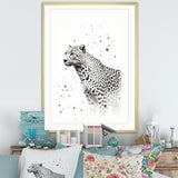 Minimalism Black And White Leopard Portrait - Gray Leopard Wall Art