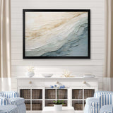 Minimalism Beige And Grey Wave Horizon I - Coastal Canvas Wall Art