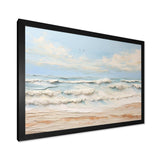 Modern Coastal Beige And Blue Beach - Coastal Canvas Wall Art