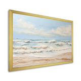 Modern Coastal Beige And Blue Beach - Coastal Canvas Wall Art