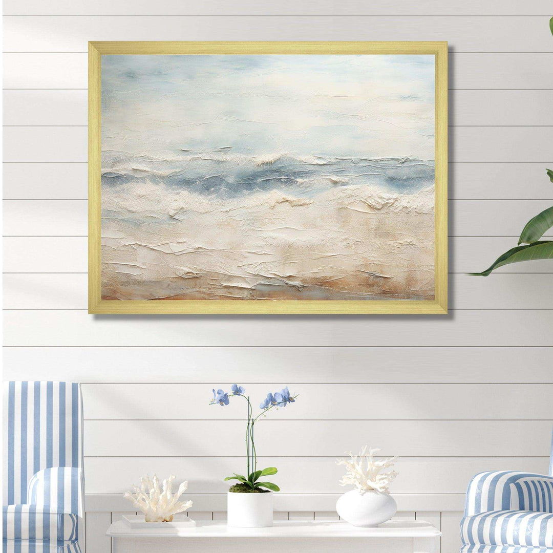 Modern Coastal Beige And Grey River - Coastal Canvas Wall Art