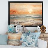 Beige And Golden Beach Sunset Paradise II - Coastal Canvas Wall Art