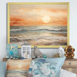 Beige And Golden Beach Sunset Paradise II - Coastal Canvas Wall Art