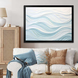 Blue And White Simplicity Wave - Abstract Canvas Wall Art