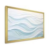 Blue And White Simplicity Wave - Abstract Canvas Wall Art