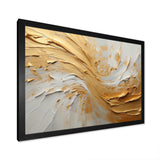 Gold And Beige Soft Wave Paint - Abstract Canvas Wall Art