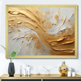 Gold And Beige Soft Wave Paint - Abstract Canvas Wall Art