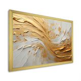 Gold And Beige Soft Wave Paint - Abstract Canvas Wall Art