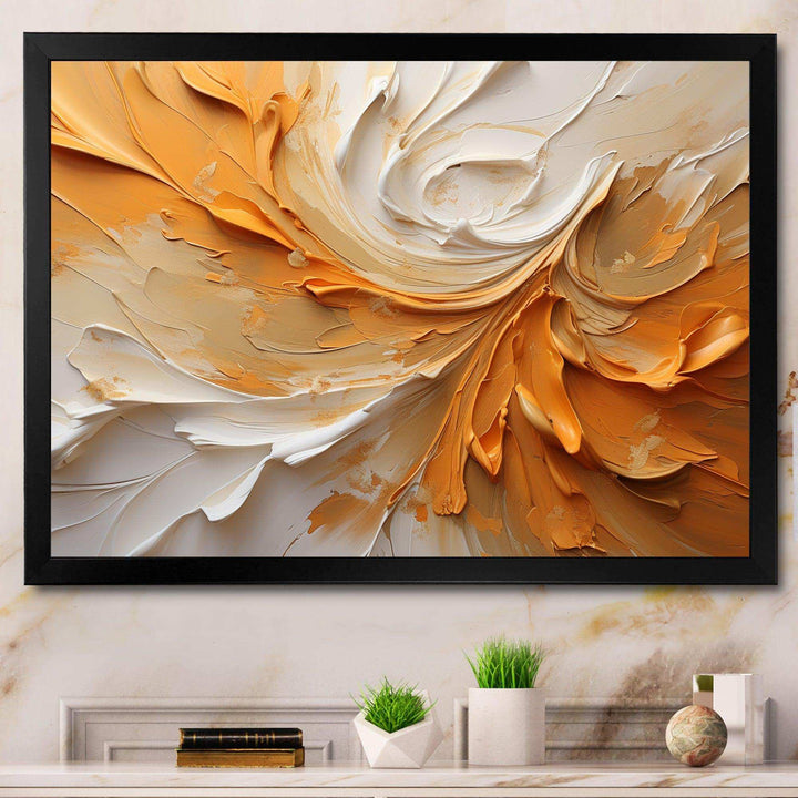 Gold And Beige Soft Wave Paint II - Abstract Canvas Wall Art