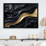 Gold And Black Soft Wave Fusion - Abstract Canvas Wall Art