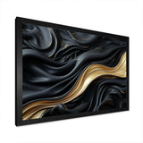 Gold And Black Soft Wave Fusion - Abstract Canvas Wall Art