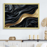 Gold And Black Soft Wave Fusion - Abstract Canvas Wall Art