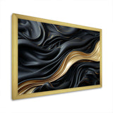 Gold And Black Soft Wave Fusion - Abstract Canvas Wall Art