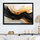 Gold And Black Soft Wave Fusion IV - Abstract Canvas Wall Art