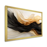 Gold And Black Soft Wave Fusion IV - Abstract Canvas Wall Art