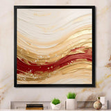 Gold And Red Soft Wave Fusion - Abstract Canvas Wall Art