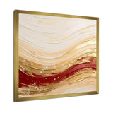 Gold And Red Soft Wave Fusion - Abstract Canvas Wall Art