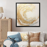 Gold And White Soft Wave Vortex - Abstract Canvas Wall Art