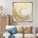 Gold And White Soft Wave Vortex - Abstract Canvas Wall Art