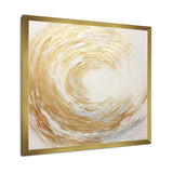 Gold And White Soft Wave Vortex - Abstract Canvas Wall Art