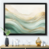 Gold And Green Soft Wave Fusion I - Abstract Canvas Wall Art