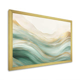 Gold And Green Soft Wave Fusion I - Abstract Canvas Wall Art