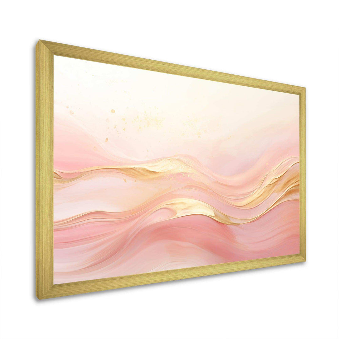 Gold And Pink Soft Wave Fusion II - Abstract Canvas Wall Art