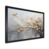 Japan Beige And Gold Tree Vision - Abstract Canvas Wall Art