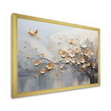 Japan Beige And Gold Tree Vision - Abstract Canvas Wall Art