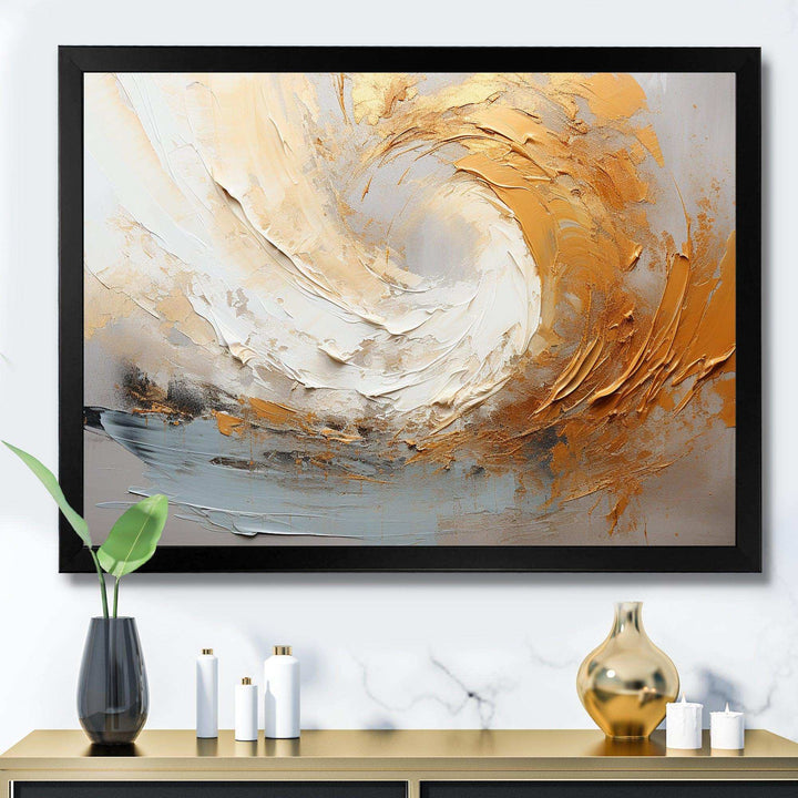 Gold And Beige Soft Wave Paint III - Abstract Canvas Wall Art