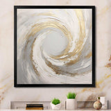 Gold And White Soft Wave Vortex V - Abstract Canvas Wall Art