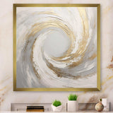 Gold And White Soft Wave Vortex V - Abstract Canvas Wall Art