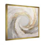 Gold And White Soft Wave Vortex V - Abstract Canvas Wall Art