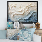 White And Blue Wave Papercut Style - Coastal Canvas Wall Art