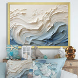 White And Blue Wave Papercut Style - Coastal Canvas Wall Art